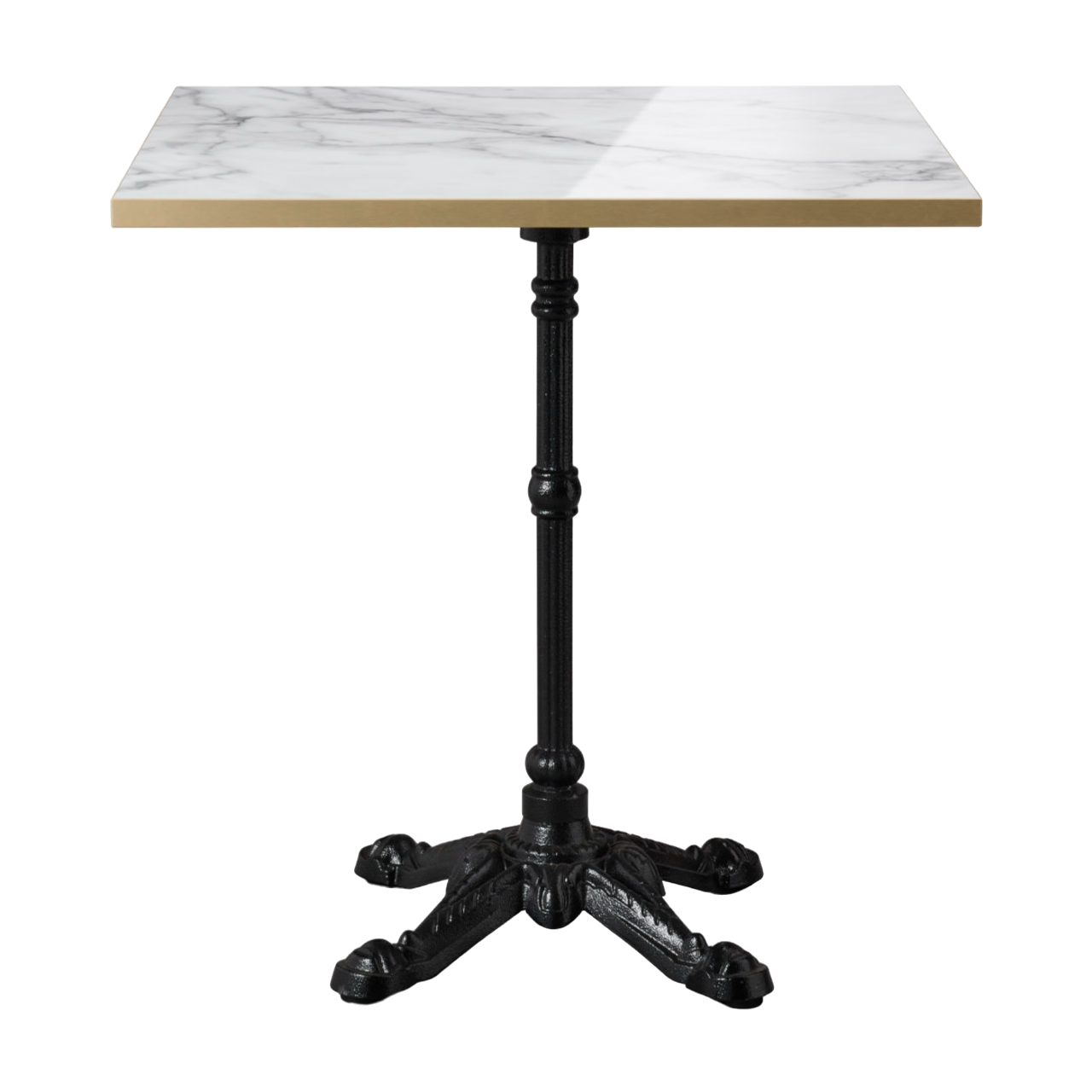Bistro White Marble Gold Edging Table Square -0