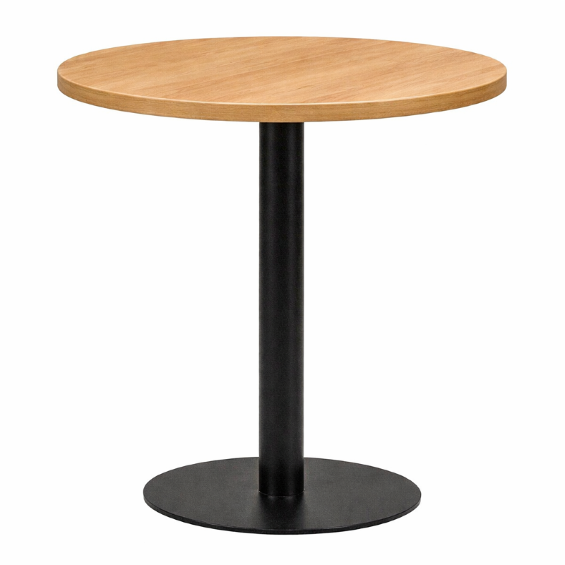 Cast Iron Slimline Dining Table Oak Round-0