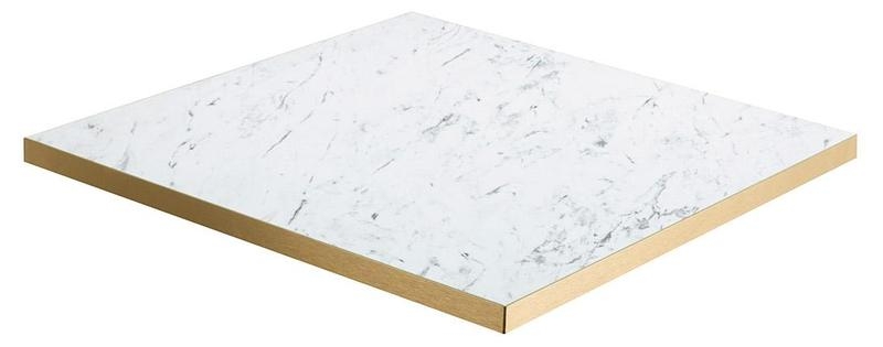 Bistro White Marble Gold Edging Table Square -28916