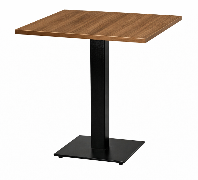Cast Iron Slimline Dining Table Walnut Square-38810