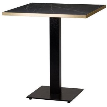 Cast Iron Slimline Dining Table Black Marble Gold Edging Square-0