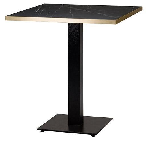 Cast Iron Slimline Dining Table Black Marble Gold Edging Square-0