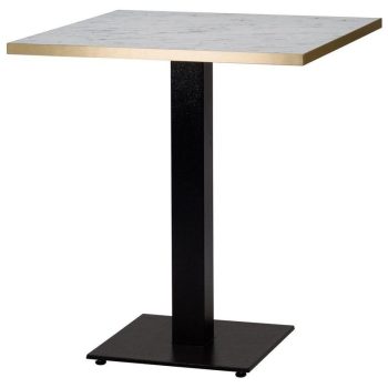 Cast Iron Slimline Dining Table White Marble Gold Edging Square-0