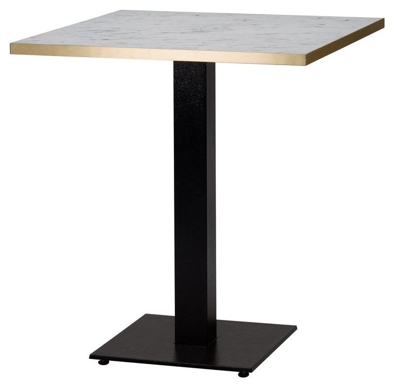Cast Iron Slimline Dining Table White Marble Gold Edging Square-0