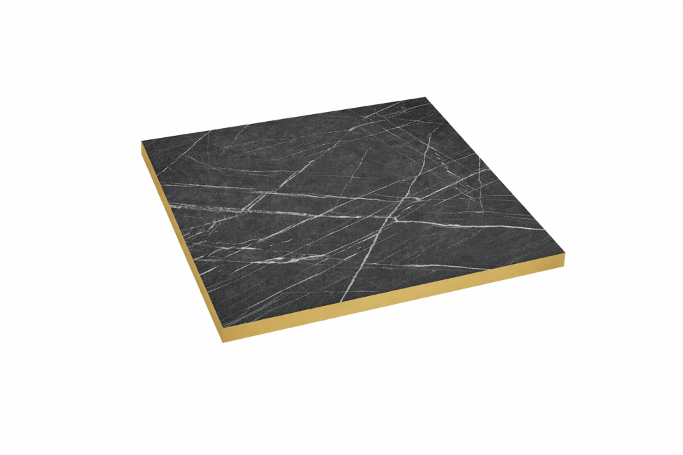 Laminate Top Black Marble Gold Edge Square 680mm-0