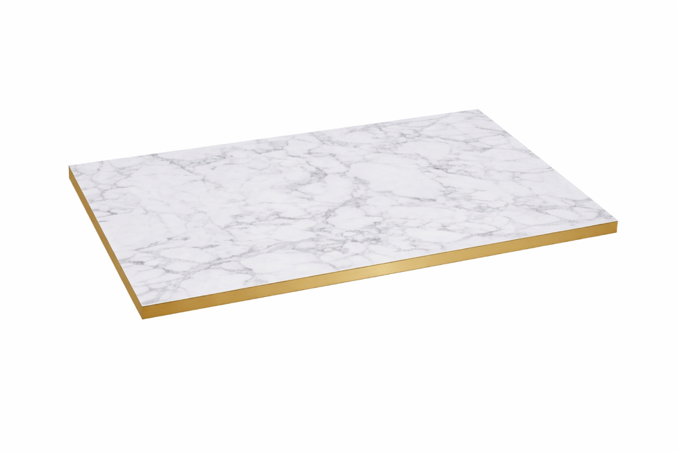 Laminate Top White Marble Gold Edge 1200 x 680mm-0