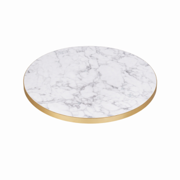 Laminate Top White Marble Gold Edge Round 680mm-0