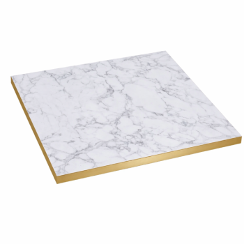 Laminate Top White Marble Gold Edge Square 680mm-0