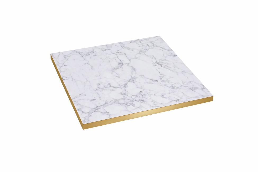 Laminate Top White Marble Gold Edge Square 680mm-0