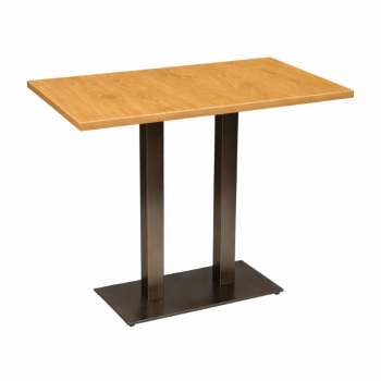Cast Iron Slimline Poseur Twin Table Oak-0