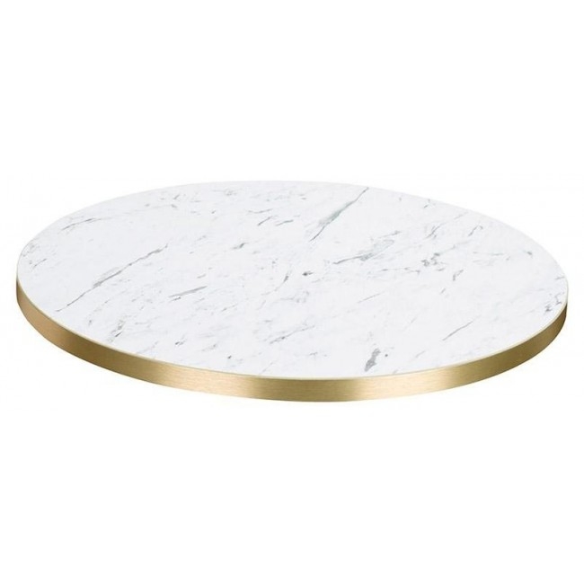 Bistro High Bar Table White Marble Gold Edge-34323