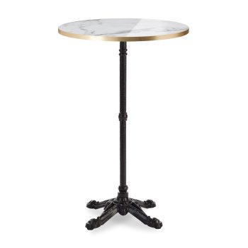Bistro High Bar Table White Marble Gold Edge-0