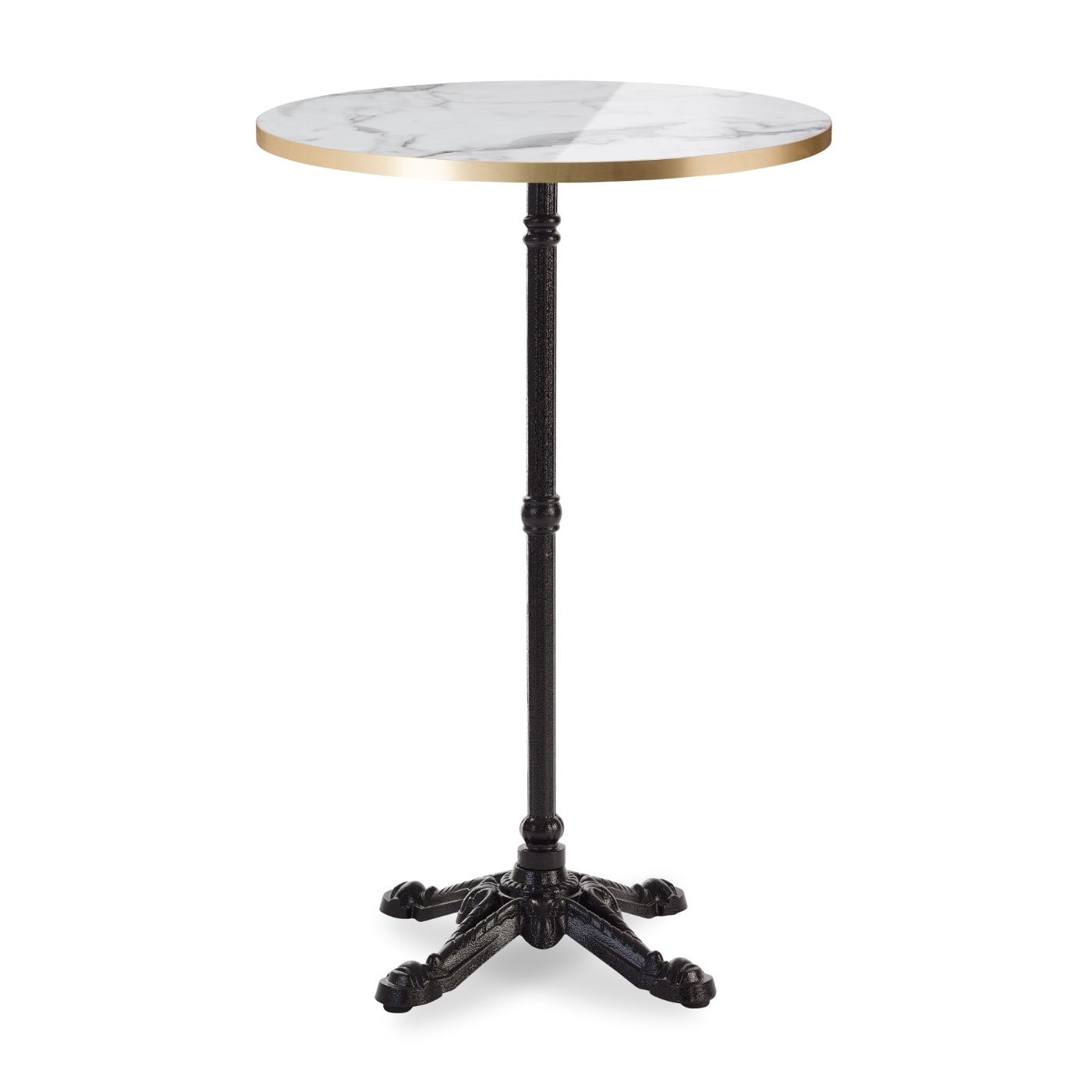 Bistro High Bar Table White Marble Gold Edge-0