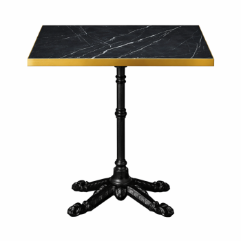 Bistro Dining Table Lamanite Black Marble Gold Edging Square -0