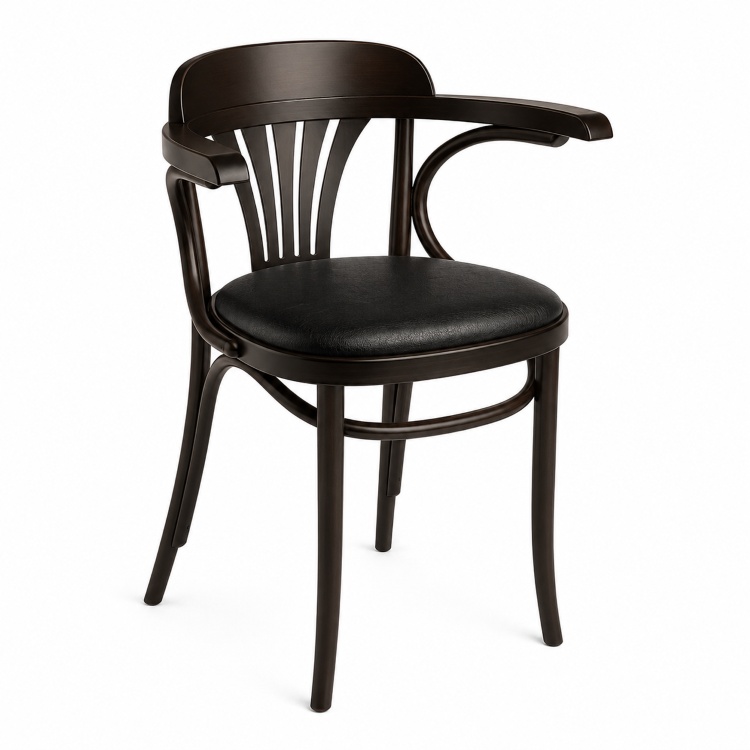 Fameg Bentwood Fanback Armchair Black Upholstered Seat