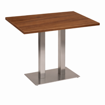 Stainless Steel Twin Dining Table Walnut-0