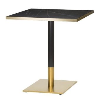 Brass Black Dining Table Black Marble Gold Edging Top Square-0