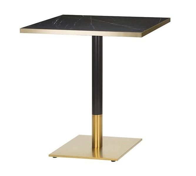 Brass Black Dining Table Black Marble Gold Edging Top Square-0