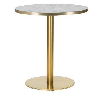 Brass Dining Table White Marble Gold Edging Round-0