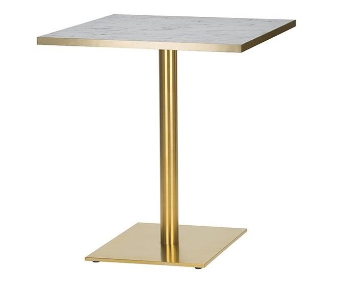Brass Dining Table White Marble Gold Edging Top Square-0