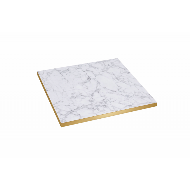 Brass Dining Table White Marble Gold Edging Top Square-38507
