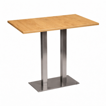 Stainless Steel Twin Poseur Table Oak-0