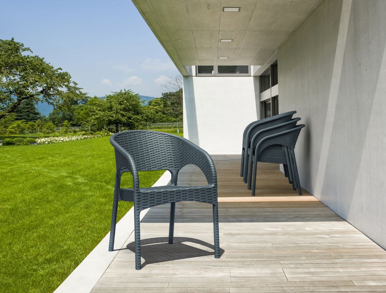 Siesta Panama Rattan Style Armchair Dark Grey-38898