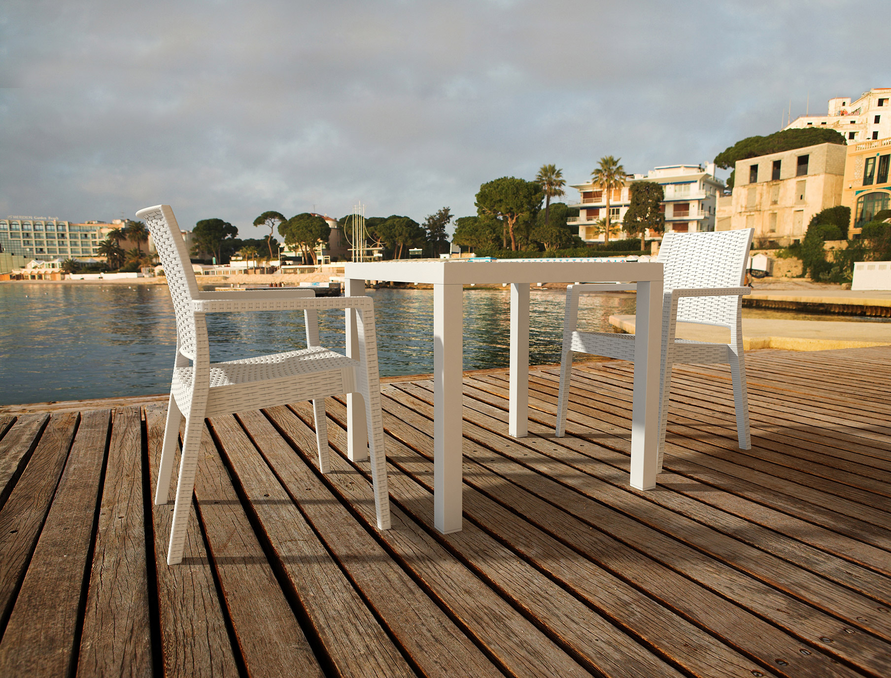 800 x 800mm Square Orlando Outdoor Dining Table White - Image 2